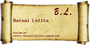 Balsai Lolita névjegykártya